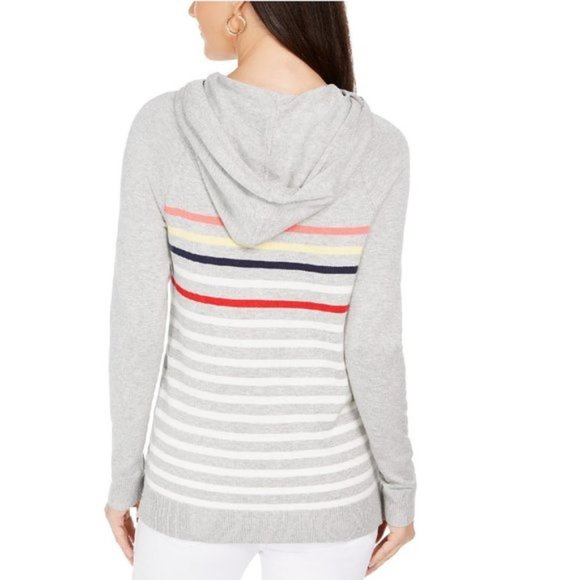 Charter Club Striped Hooded Sweater - Picture 2 of 7